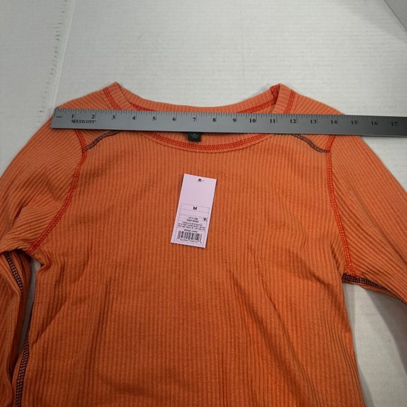 Wild Fable Women's Size Med Long Sleeve Slim Fit Baby Ribbed Tee Shirt Peach New - Picture 8 of 13